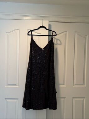 Boohoo Black Sequin Strap Dress with Adjustable Spaghetti Straps